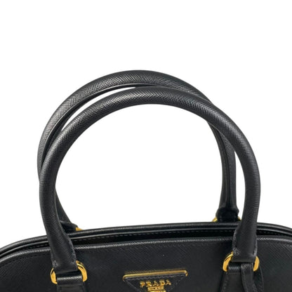 Prada Handbag Saffiano Bag Nzv Leather Triangle Logo Black Gold — view 9