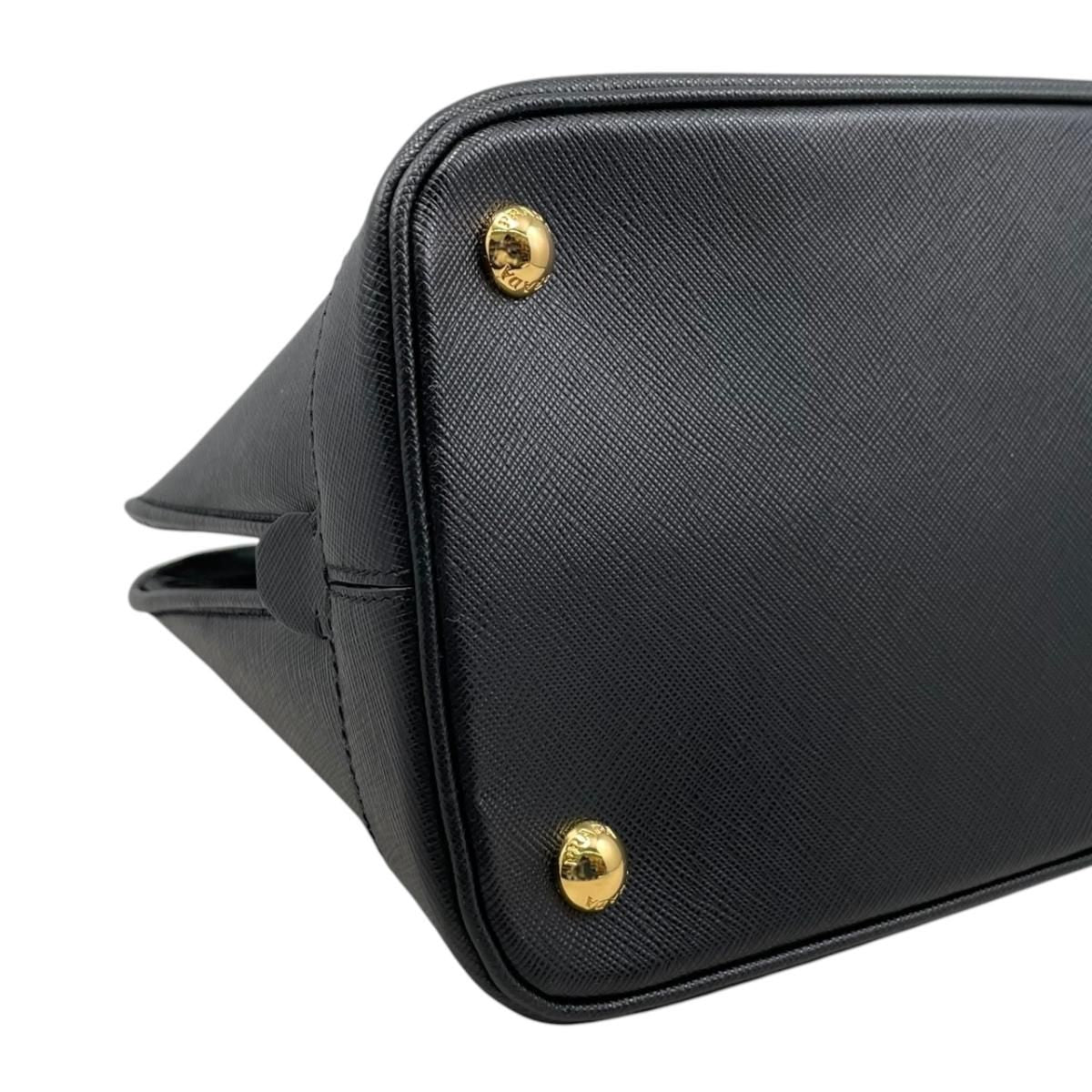 Prada Handbag Saffiano Bag Nzv Leather Triangle Logo Black Gold — view 6