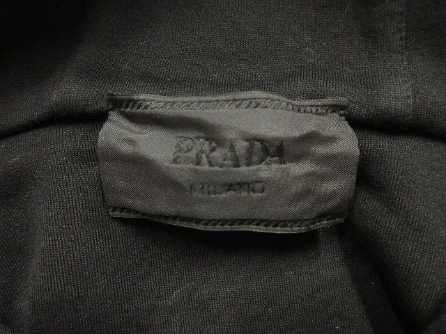 Prada Logo Embroidery Hoodie M Black Long Sleeve Pullover — view 3