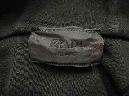 Prada Logo Embroidery Hoodie M Black Long Sleeve Pullover — view 3