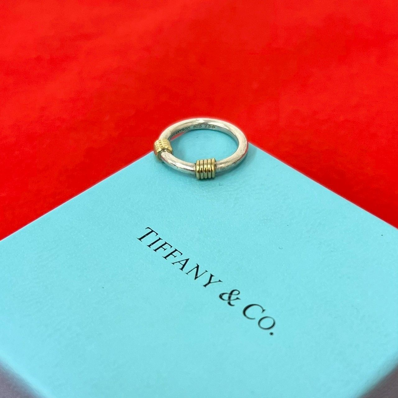 Tiffany & Co Band Width Wire Ring 925 Sterling Silver Gold