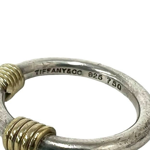 Tiffany & Co Band Width Wire Ring 925 Sterling Silver Gold — view 3