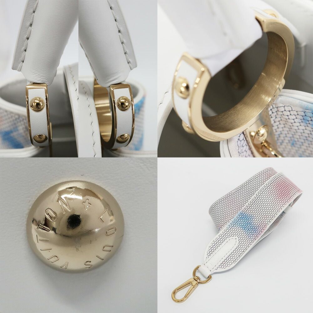 Louis Vuitton Ten Arty Capucines Raisal 2-Way Shoulder Bag White Gold Leather — view 9