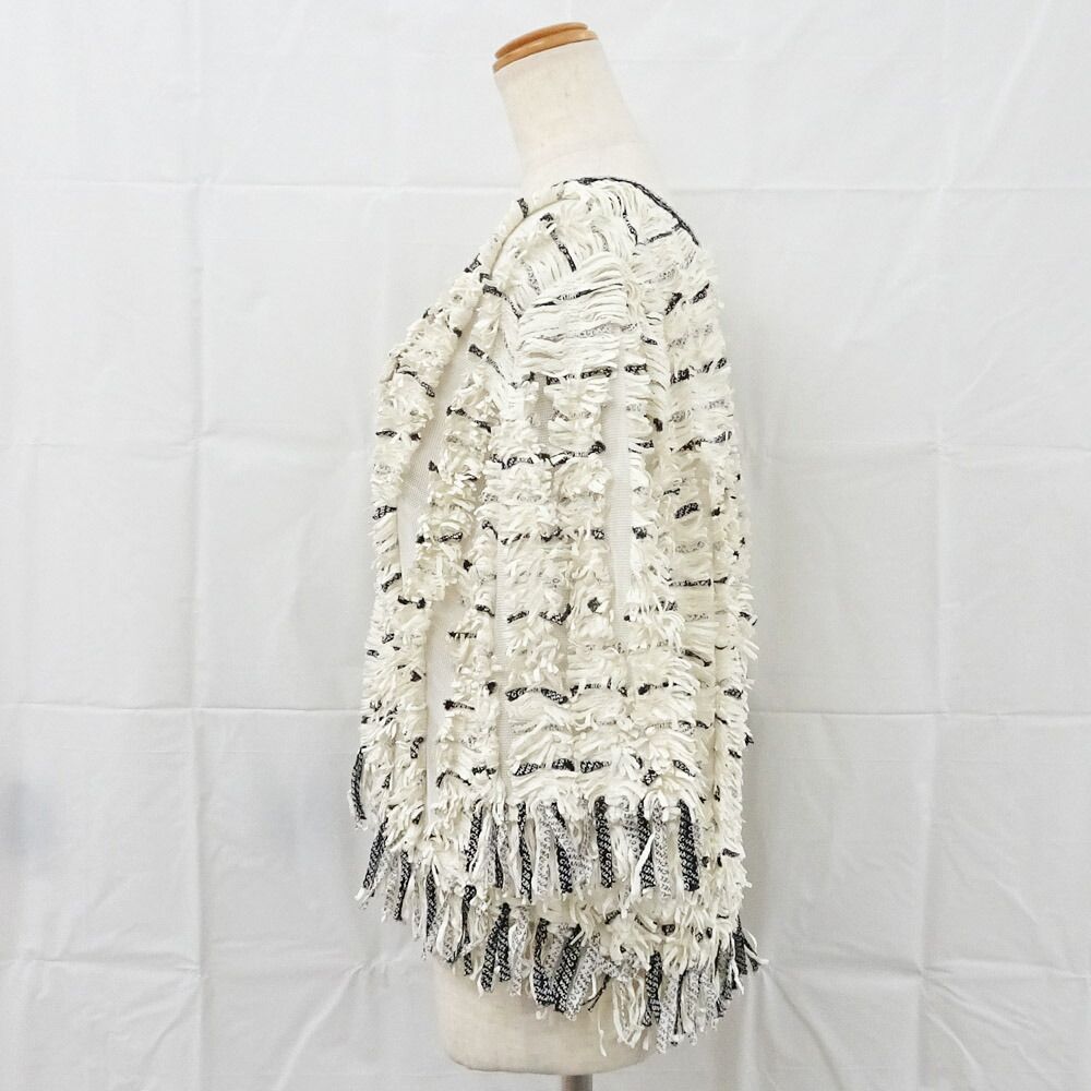 Chanel T-Shirt Top Mesh Fringe 36 Beige Cotton Viscose — view 2