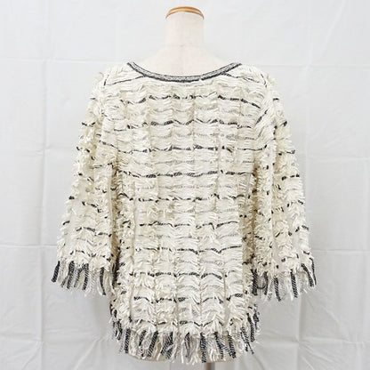 Chanel T-Shirt Top Mesh Fringe 36 Beige Cotton Viscose — view 3