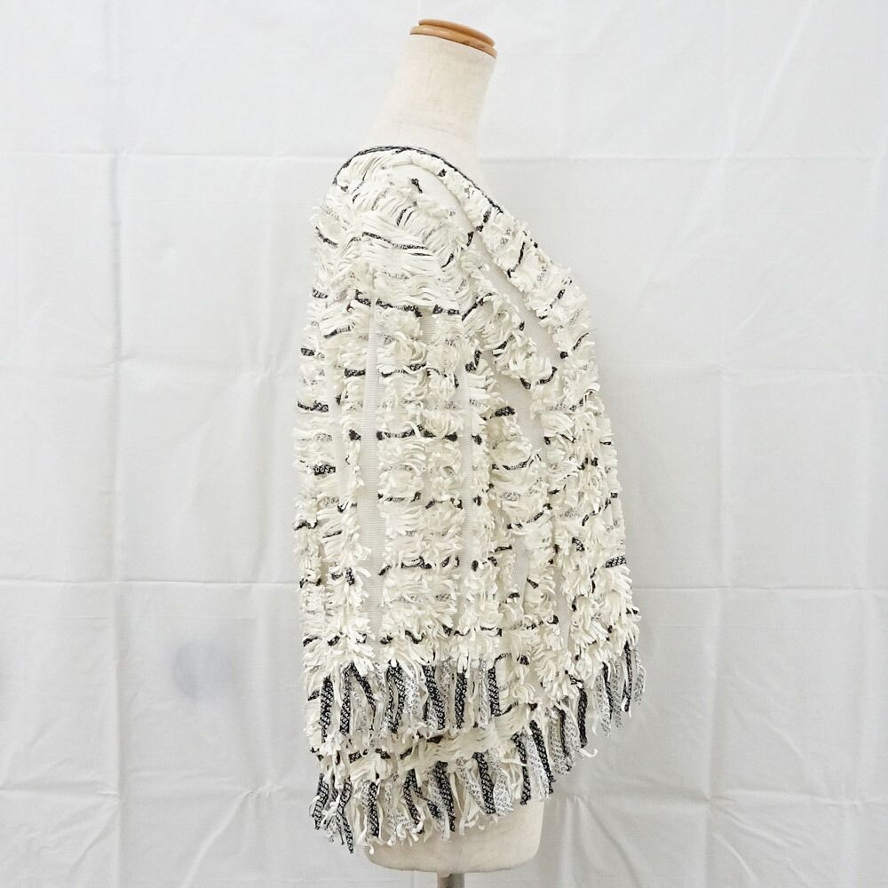 Chanel T-Shirt Top Mesh Fringe 36 Beige Cotton Viscose — view 4