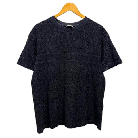 Dior Blue T-Shirt Pile Cotton Logo Short Sleeve M Navy