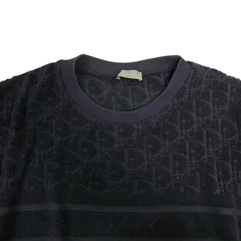 Dior Blue T-Shirt Pile Cotton Logo Short Sleeve M Navy — view 4