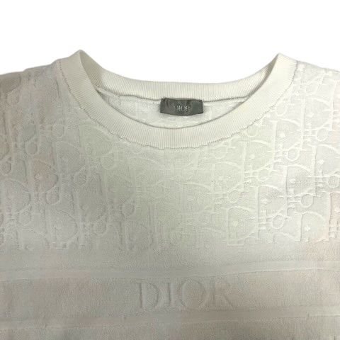 Dior Oblique T-Shirt Pile Cotton Logo Short Sleeve M White — view 4