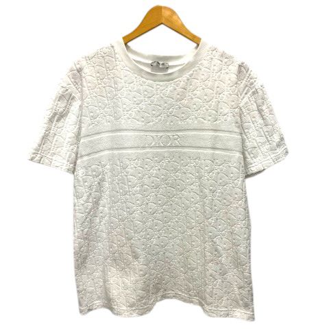 Dior Oblique T-Shirt Pile Cotton Logo Short Sleeve M White