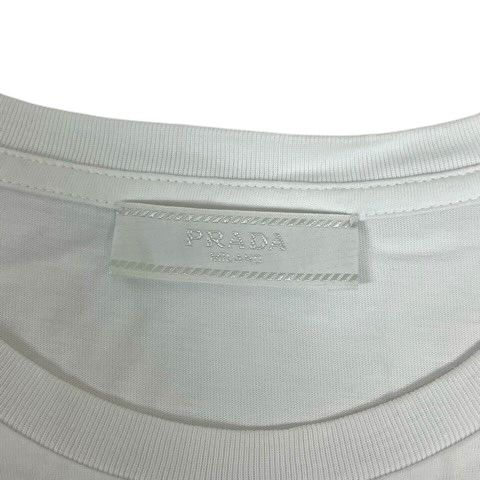 Prada T-Shirt Cotton Logo Print Embroidery Short Sleeve White — view 3