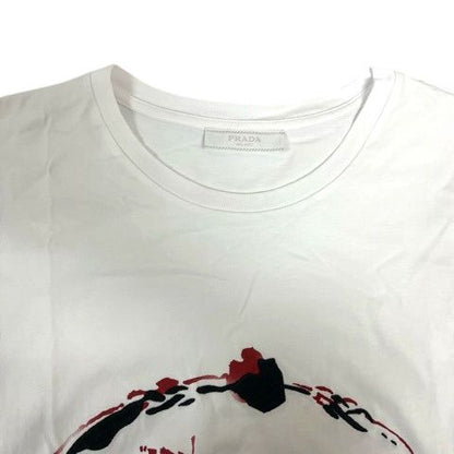 Prada T-Shirt Cotton Logo Print Embroidery Short Sleeve White — view 4
