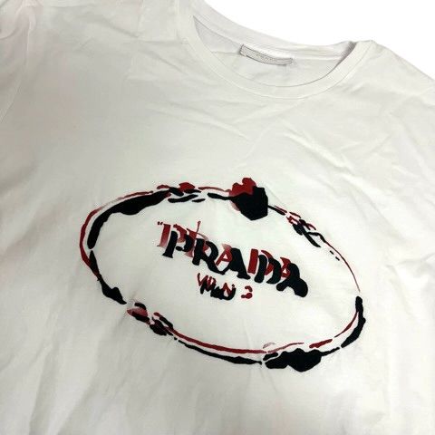 Prada T-Shirt Cotton Logo Print Embroidery Short Sleeve White — view 6