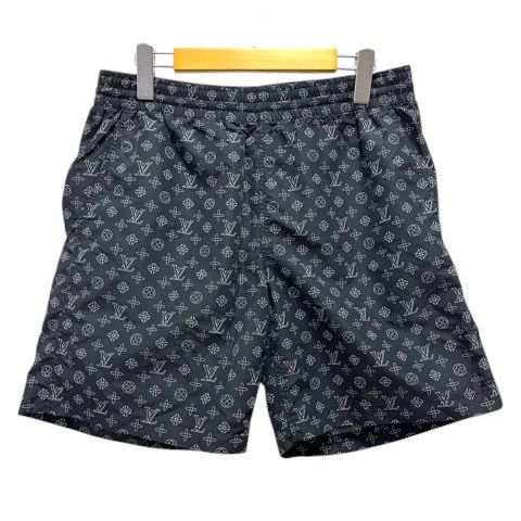 Louis Vuitton Monogram Shorts Nylon Logo All Over Pattern M Black