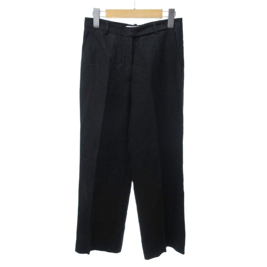 Max Mara Pianoforte Pants Trousers Straight Hemp Linen 40 Black