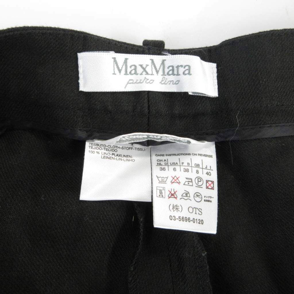 Max Mara Pianoforte Pants Trousers Straight Hemp Linen 40 Black — view 5