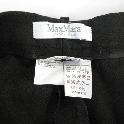 Max Mara Pianoforte Pants Trousers Straight Hemp Linen 40 Black — view 5
