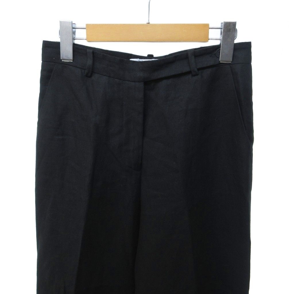 Max Mara Pianoforte Pants Trousers Straight Hemp Linen 40 Black — view 3