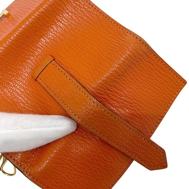 Hermes Key Case Orange Bearn Key Holder Leather Chevre — view 8