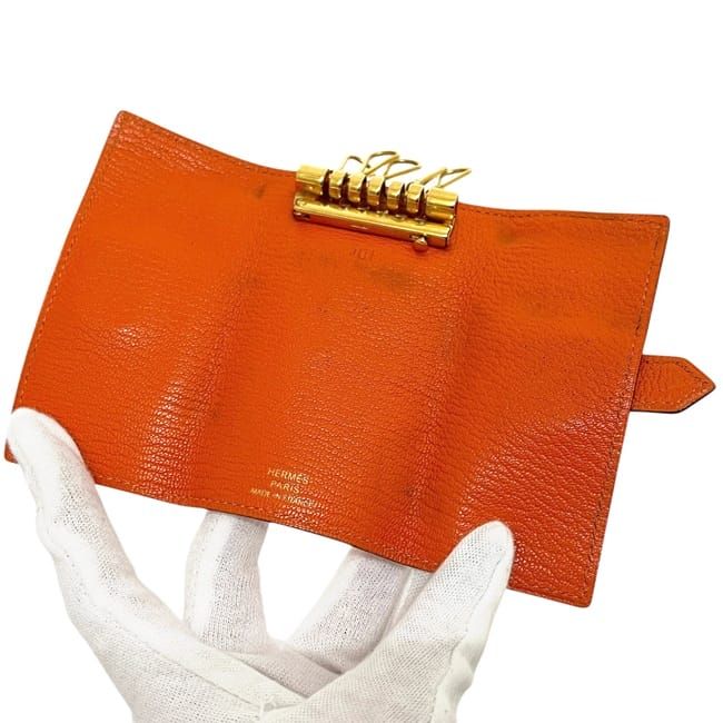 Hermes Key Case Orange Bearn Key Holder Leather Chevre — view 4