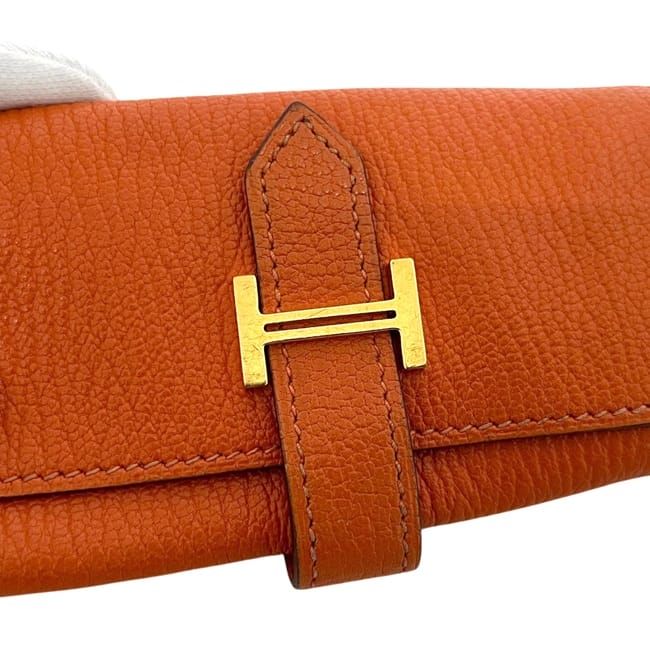 Hermes Key Case Orange Bearn Key Holder Leather Chevre — view 7