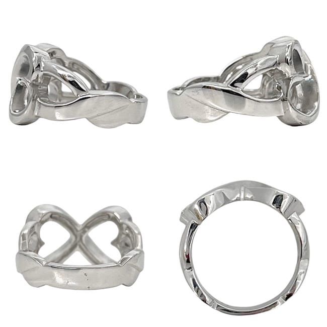 Tiffany & Co Ring Double Heart Silver Paloma Picasso Jp9 Polished 925 Sterling — view 2