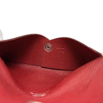Hermes Card Case Calvi Red Business Holder Leather Togo — view 5