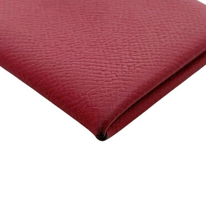Hermes Card Case Calvi Red Business Holder Leather Togo — view 8