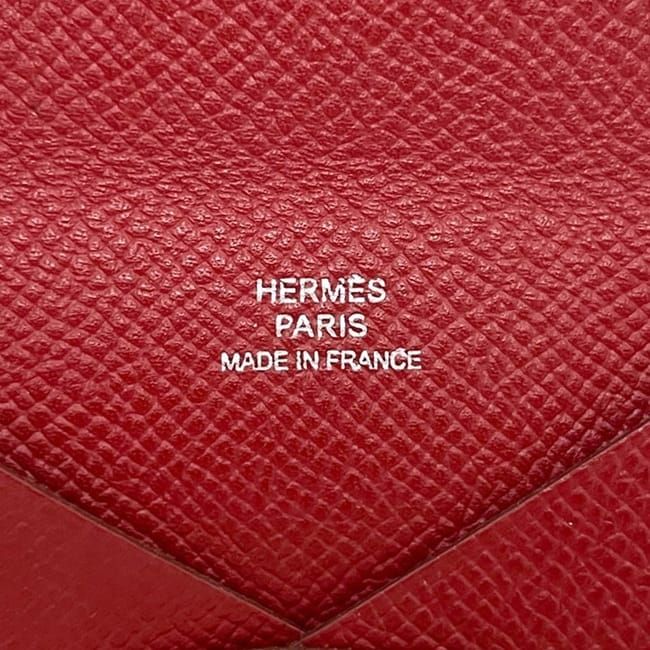 Hermes Card Case Calvi Red Business Holder Leather Togo — view 6