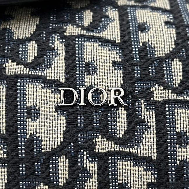 Dior Shoulder Bag Saddle Lola Navy Blue Canvas Leather — view 6