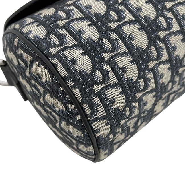 Dior Shoulder Bag Saddle Lola Navy Blue Canvas Leather — view 8