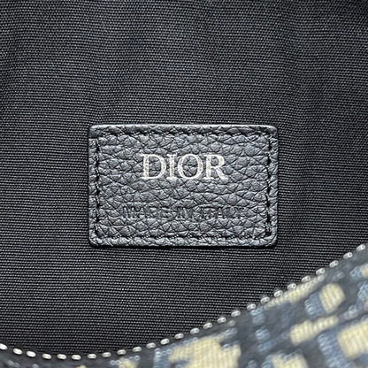 Dior Shoulder Bag Saddle Lola Navy Blue Canvas Leather — view 4
