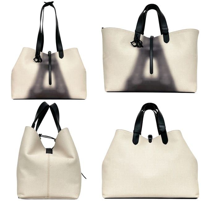 Dior Tote Toujour Large White Black Eiffel Tower Canvas Leather — view 2