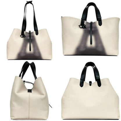 Dior Tote Toujour Large White Black Eiffel Tower Canvas Leather — view 2