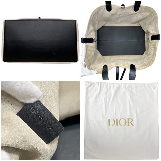 Dior Tote Toujour Large White Black Eiffel Tower Canvas Leather — view 3