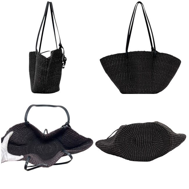 Loewe Basket Bag Shell Bag Black Anagram Raffia Elephant Glass — view 2