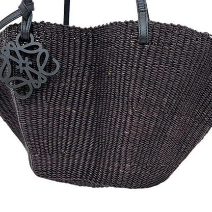 Loewe Basket Bag Shell Bag Black Anagram Raffia Elephant Glass — view 6