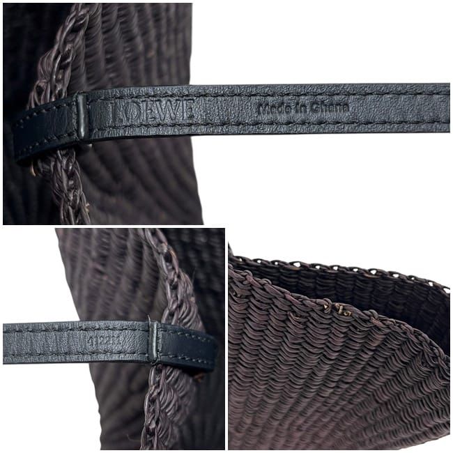 Loewe Basket Bag Shell Bag Black Anagram Raffia Elephant Glass — view 4