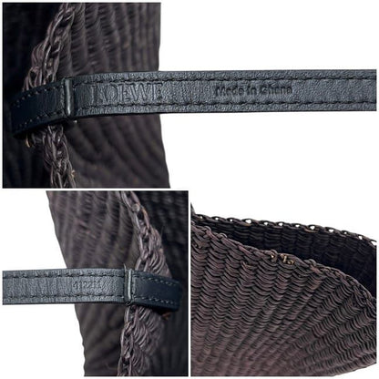 Loewe Basket Bag Shell Bag Black Anagram Raffia Elephant Glass — view 4