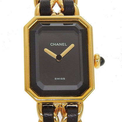 Chanel Premier S Gold Plated Leather Kuo Analog Display Black Dial Watch