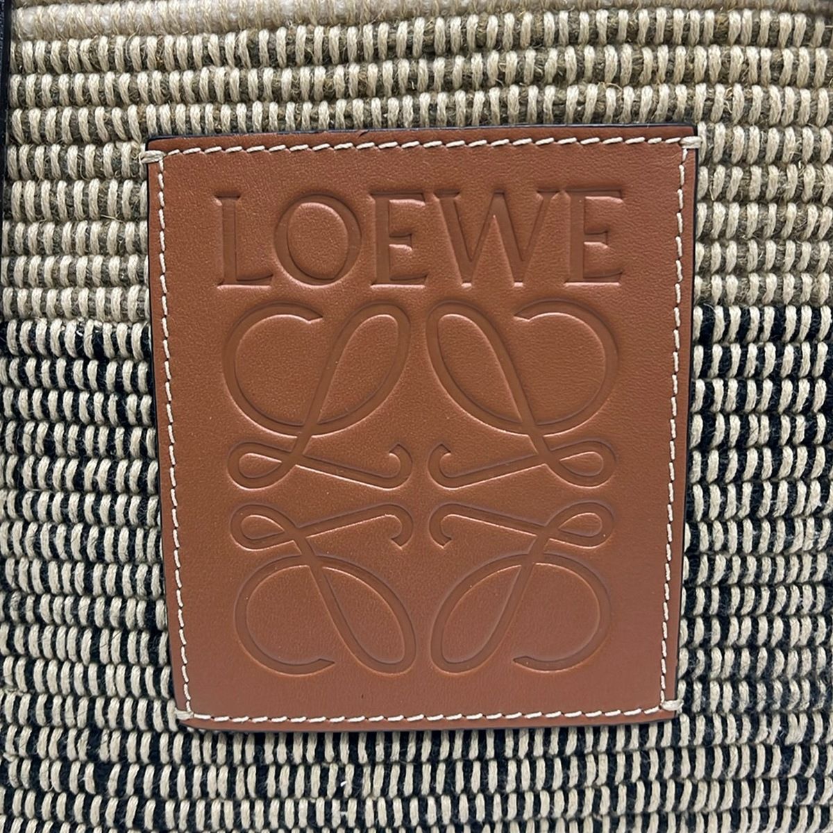 Loewe Tote Square Basket Small Beige Brown Multi Wool — view 9