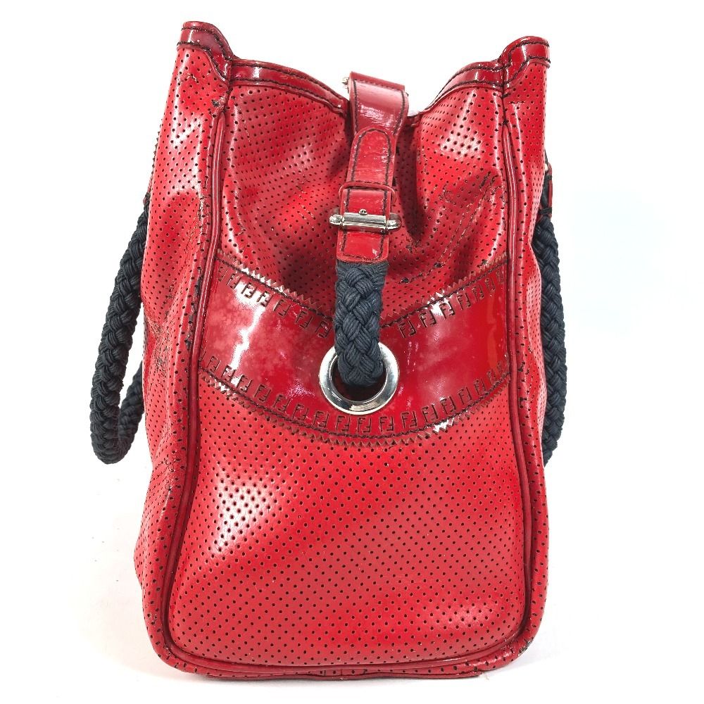 Fendi Shoulder Bag FF Logo Etnico Perforated Patent — view 3