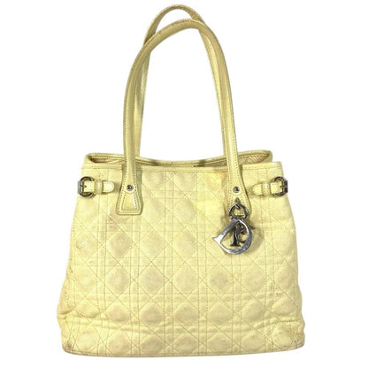 Dior Shoulder Bag Cannage Quilted Logo Leather Yellow