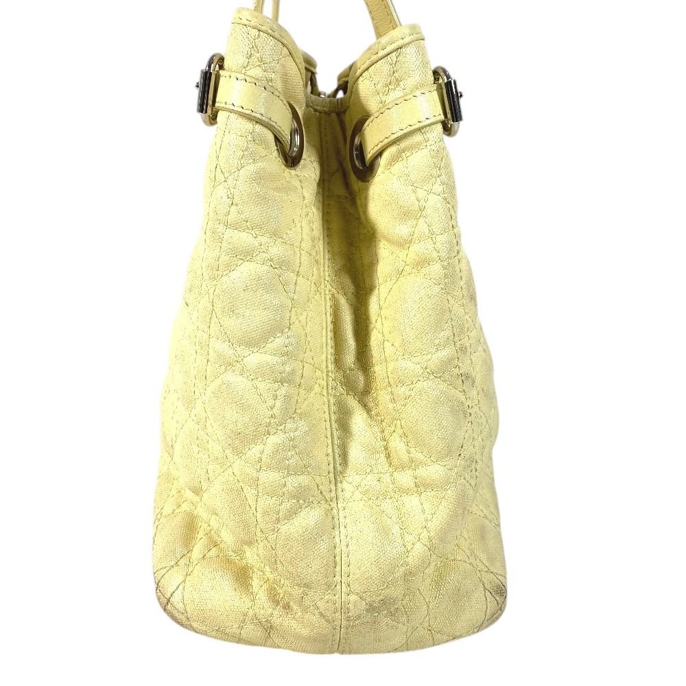 Dior Shoulder Bag Cannage Quilted Logo Leather Yellow — view 4