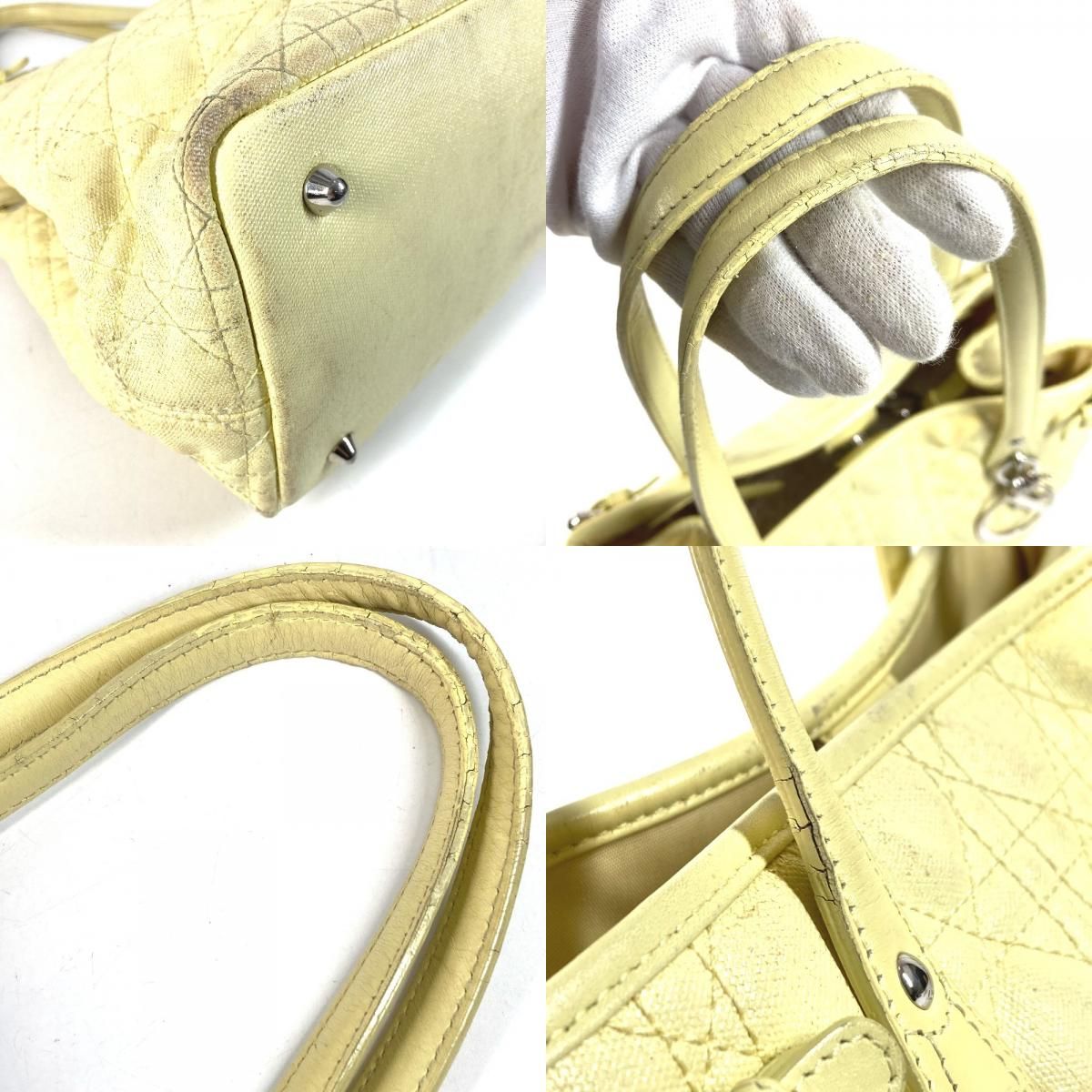 Dior Shoulder Bag Cannage Quilted Logo Leather Yellow — view 7