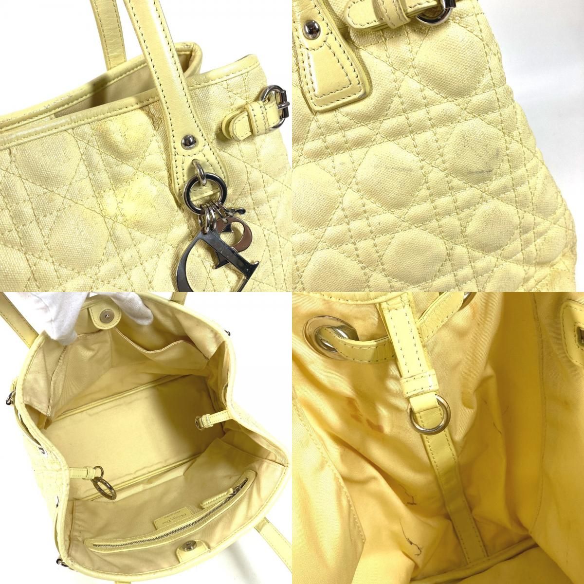 Dior Shoulder Bag Cannage Quilted Logo Leather Yellow — view 8