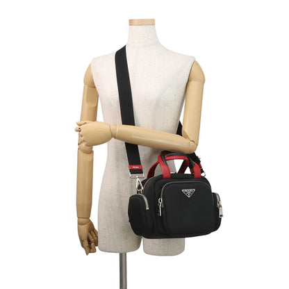 Prada Multi Pocket Nylon Leather 2-Way Shoulder Bag Black — view 5
