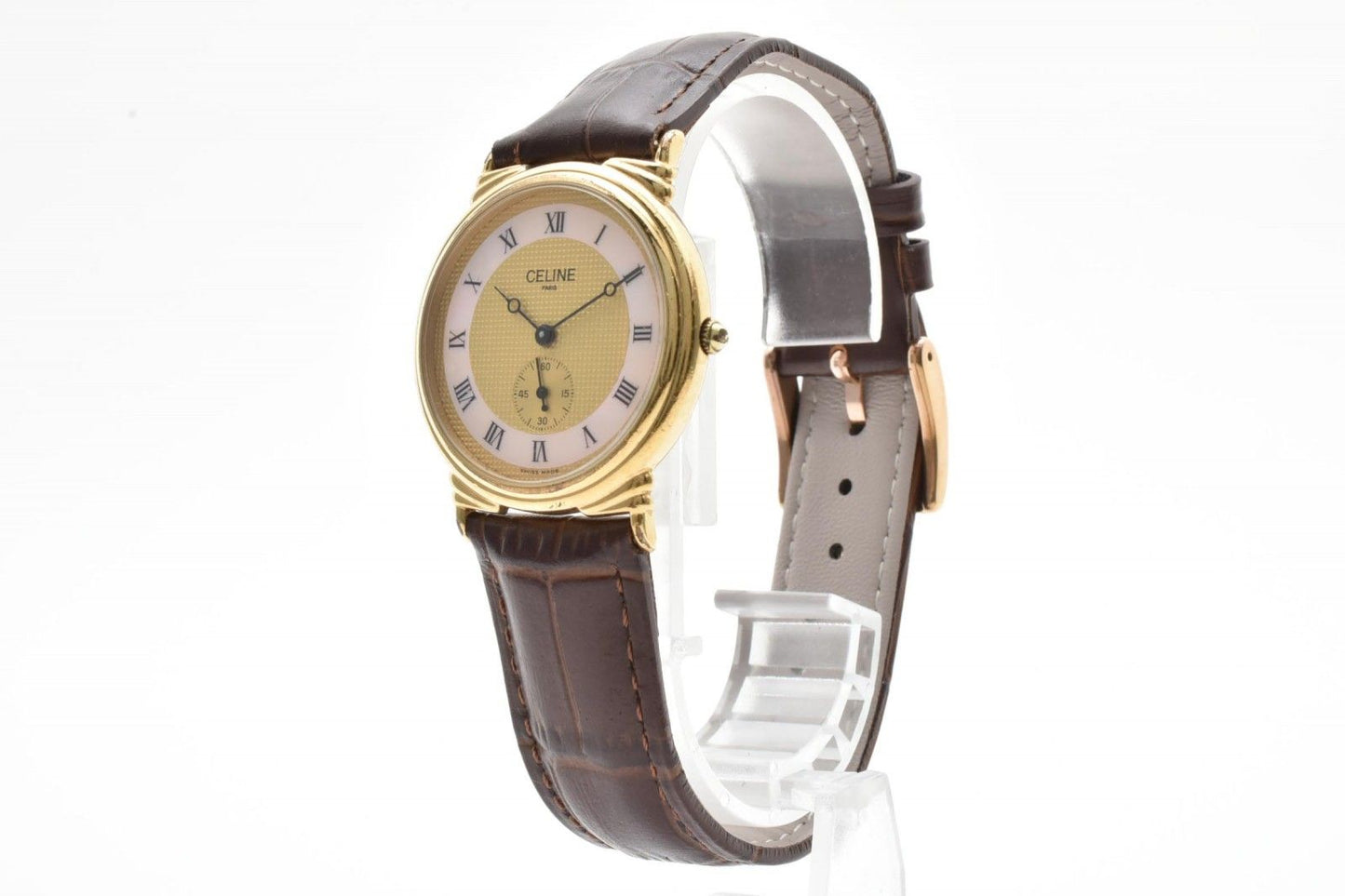 Celine Roman Index Gold Dial Leather Watch Quartz — view 3