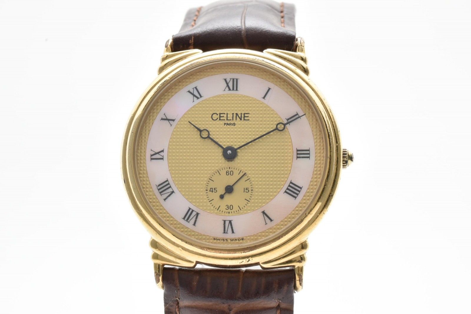 Celine Roman Index Gold Dial Leather Watch Quartz — view 2
