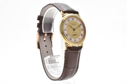 Celine Roman Index Gold Dial Leather Watch Quartz — view 5